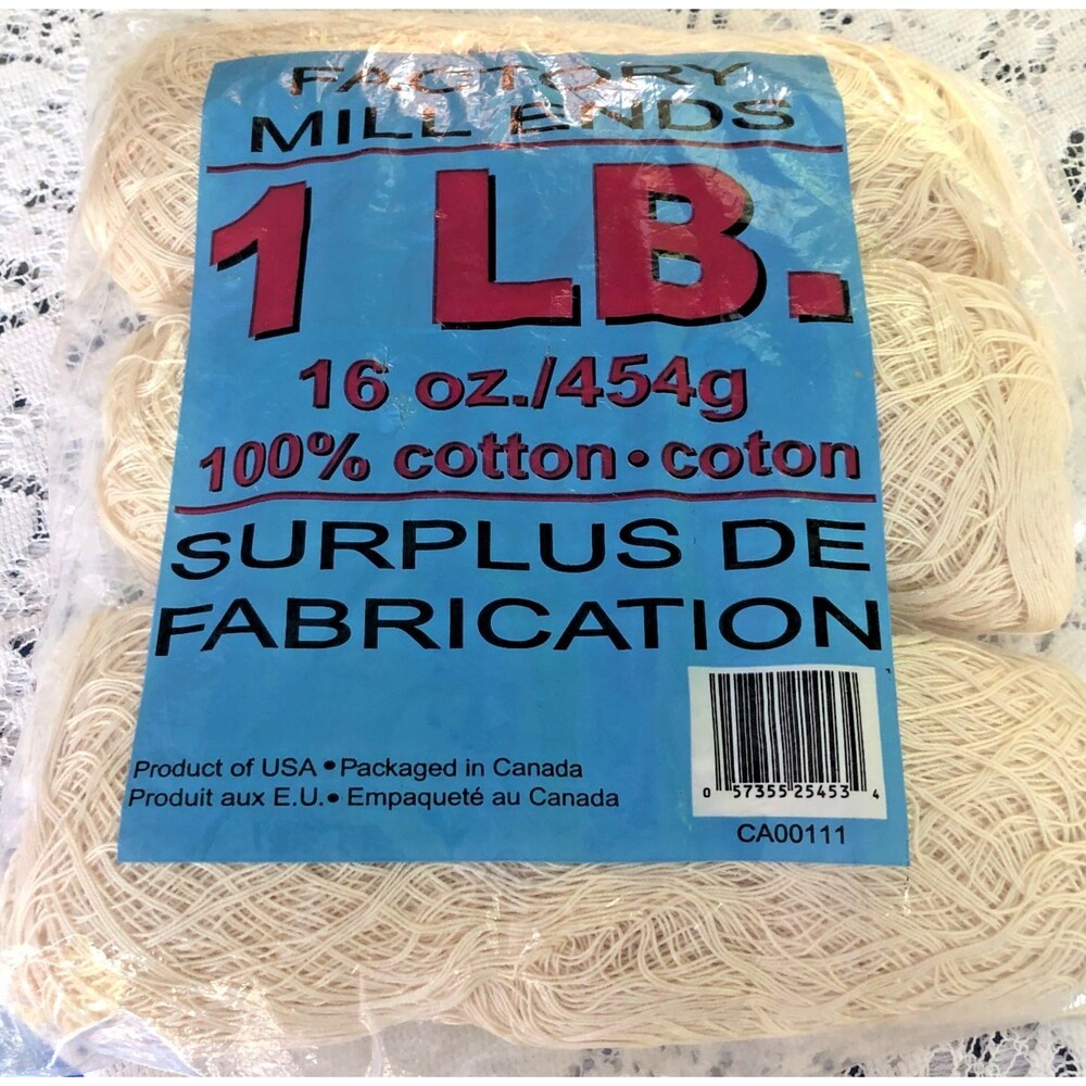 1 lb Mill ends Very fine 100% Cotton Yarn Ivory, crochet, Irish lace, doilies